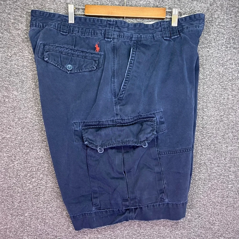 Polo Ralph Lauren Cargo Shorts Mens 44B Navy Cotton Casual Utility Logo 43x9.5